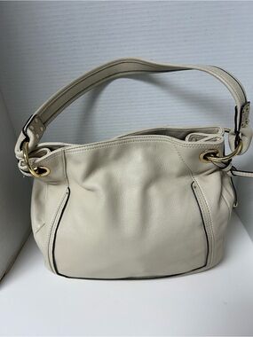 VTG Y2K Perlina Cream Soft Leather Slouchy Hobo Bag Minimalist Classic Gold